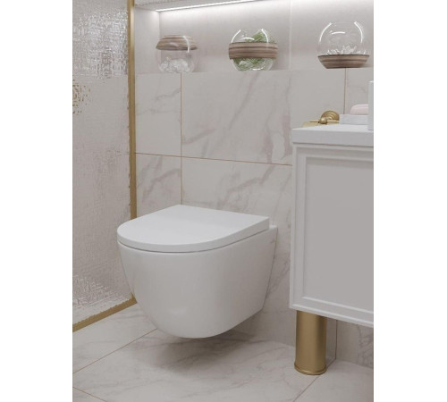 Комплект 6 в 1: инсталляция Tece 9400414 c кнопкой и унитазом Roxen Antares 530185-02 Rimless Soft Close