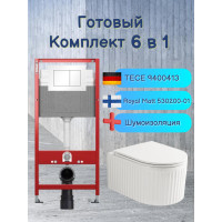 Комплект 6 в 1: инсталляция Tece c кнопкой 9400413 и подвесным унитазом Roxen Royal Matt 530200-01