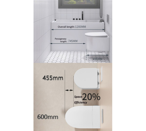 Комплект 6 в 1: инсталляция Tece c кнопкой 9400414 и унитазом Roxen Simple Compact 530120-01 Rimless Soft Close