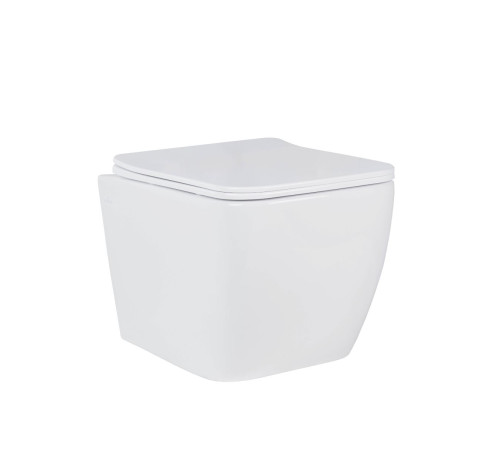 Комплект 6 в 1: инсталляция Tece 9400414 c кнопкой и унитазом Roxen Cube 530135-01 Rimless Soft Close
