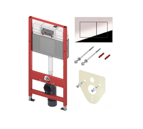 Комплект 6 в 1: инсталляция Tece 9400412 c кнопкой и унитазом Roxen Cube 530135-01X с функцией биде