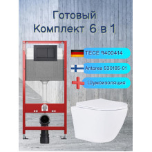  Комплект 6 в 1: инсталляция Tece с кнопкой 9400414 и подвесным унитазом Roxen Antares 530185-01