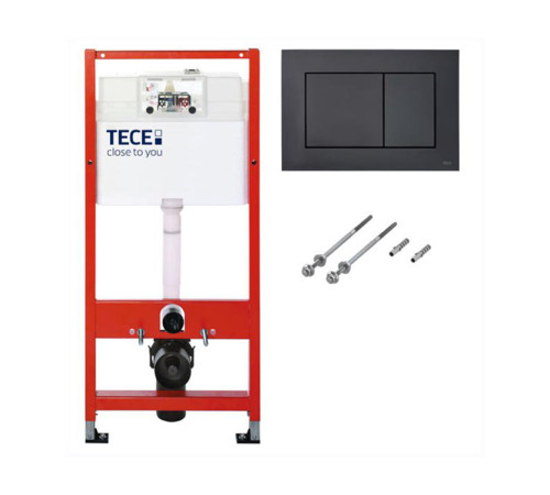 Комплект 6 в 1: инсталляция TECEbase kit 9400407 с черной кнопкой и подвесным унитазом Amore di Mare Elsa Tornado P312-T