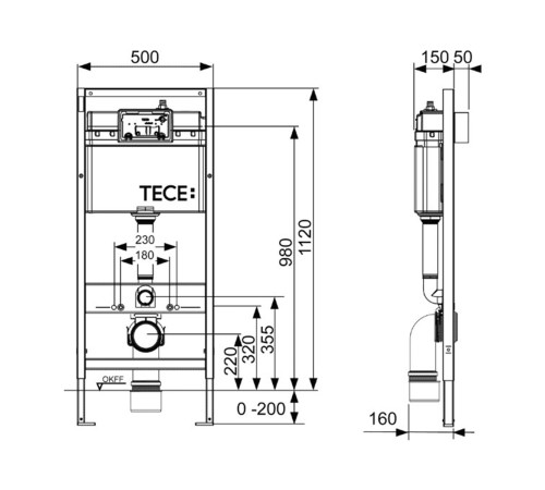 Комплект 6 в 1: инсталляция TECEbase kit 9400407 с черной кнопкой и подвесным унитазом Amore di Mare Elsa Tornado P312-T