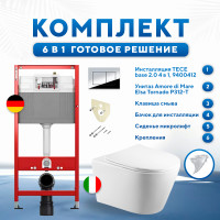 Комплект 6 в 1: инсталляция TECEbase kit 9400412 с кнопкой хром и подвесным унитазом Amore di Mare Elsa Tornado P312-T