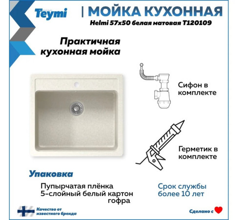 Мойка кухонная Teymi Helmi T120109
