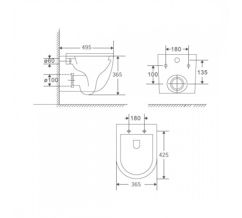 Комплект: инсталляция Tece 9400412 с подвесным унитазом Teymi Lina S T40102