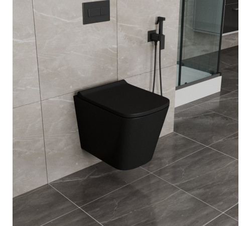   Комплект: инсталляция Grohe Solido 38811KF0 с черной кнопкой и подвесным унитазом Teymi Helmi S T40302MB