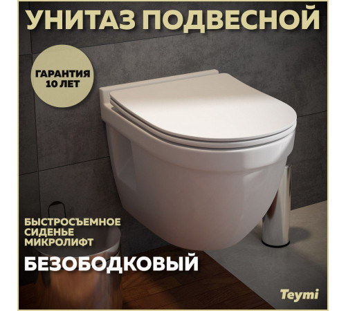 Комплект: инсталляция Grohe Rapid SL 38772001 с кнопкой и подвесным безободковым унитазом Teymi Vitra Pro T40806