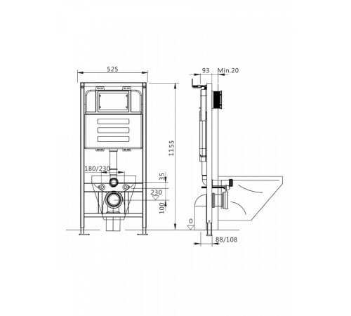 Комплект инсталляции Teymi Aina 52 T70011 + клавиша смыва Teymi Lina T70102CH хром глянец