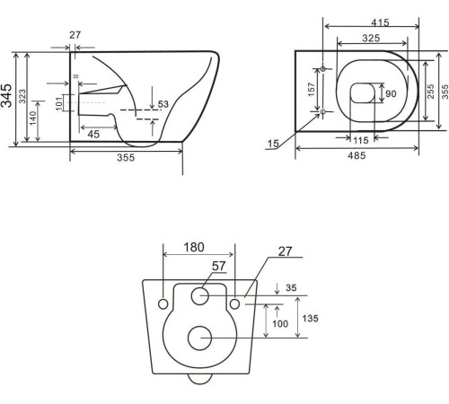 Подвесной унитаз Uptrend Caneo Rimless TR2196DF Подвесной унитаз Uptrend Caneo Rimless TR2196DF