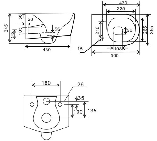 Подвесной унитаз Uptrend Corona Rimless TR2197 Подвесной унитаз Uptrend Corona Rimless TR2197