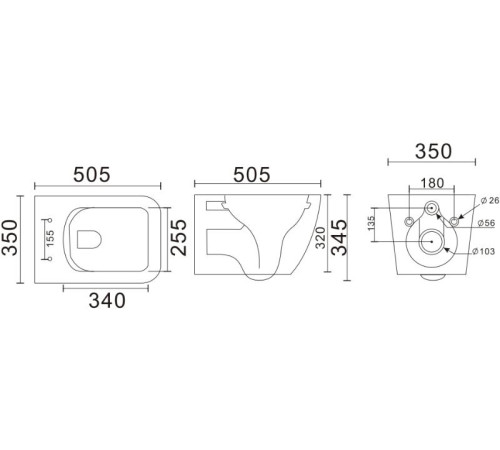 Подвесной унитаз Uptrend Gravis Rimless TR2216 Подвесной унитаз Uptrend Gravis Rimless TR2216