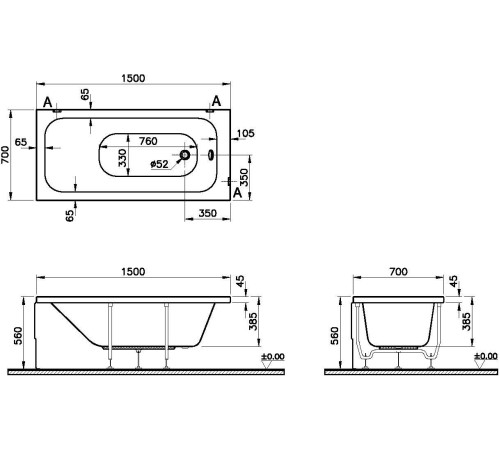 Акриловая ванна Vitra Optimum Neo (64560001000)