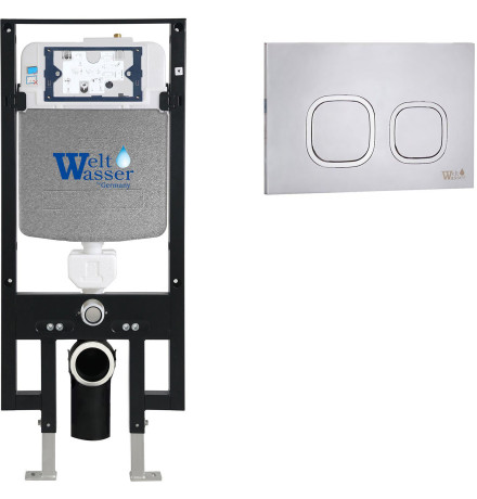Инсталляция для подвесного унитаза Weltwasser Amberg 497 MT-CR с клавишей хром матовый