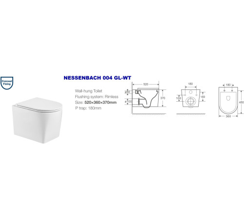 Подвесной унитаз WeltWasser Nesenbach 004 GL-WT (10000008265)