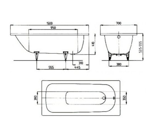 Стальная ванна Kaldewei Advantage Saniform Plus 361-1 150x70 (111600010001)