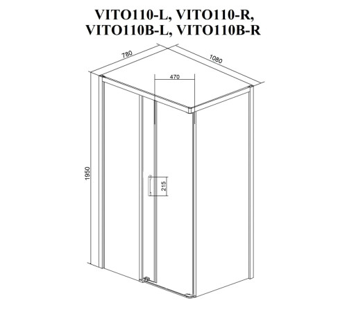  Душевой уголок Cerutti VITO110-L (110x80)