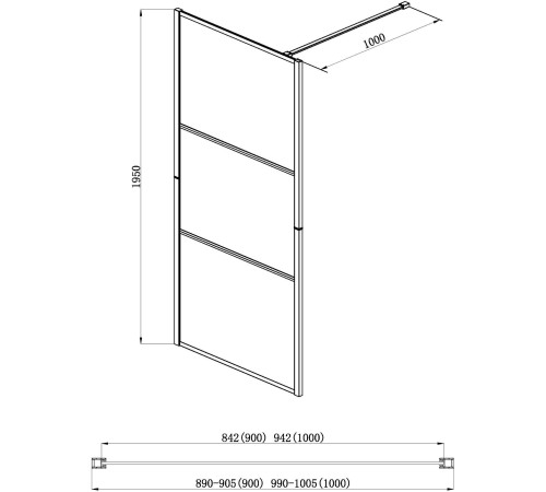 Душевая стенка Adema Смарт Компакт-100 Блэк / Smart Сompact-100 black Walk-in прозрачное стекло / черный (000001404)