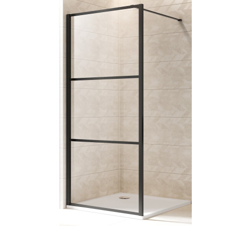 Душевая стенка Adema Смарт Компакт-100 Блэк / Smart Сompact-100 black Walk-in прозрачное стекло / черный (000001404)