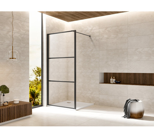 Душевая стенка Adema Смарт Компакт-100 Блэк / Smart Сompact-100 black Walk-in прозрачное стекло / черный (000001404)