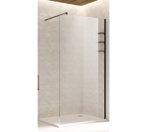 Душевая стенка Adema Риббер Блэк-120 Walk-in прозрачное стекло/черный (000001406)