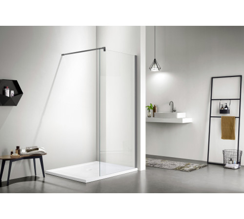 Душевая стенка Adema Реген Графит Браш-100 Walk-in прозрачное стекло/брашированный графит (УТ-00002231)