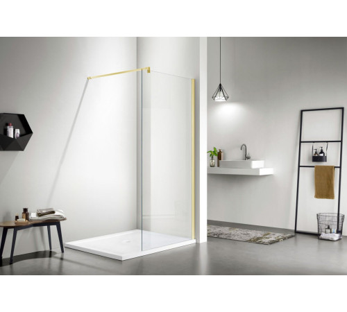 Душевая стенка Adema Реген Золото Браш-100 Walk-in прозрачное стекло/брашированное золото (УТ-00002232)