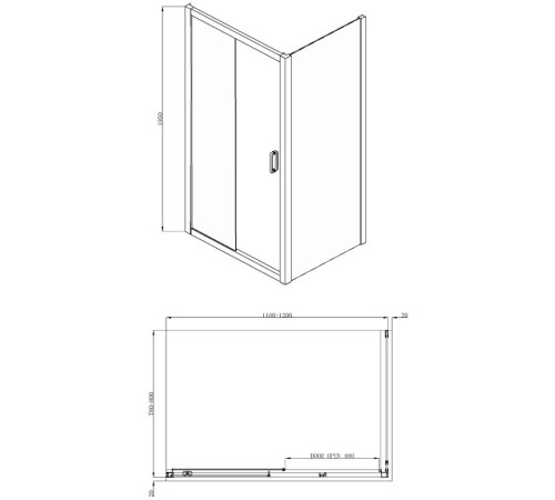 Душевой уголок Adema Glass Line Direct 120x80 прозрачное стекло (000001090)
