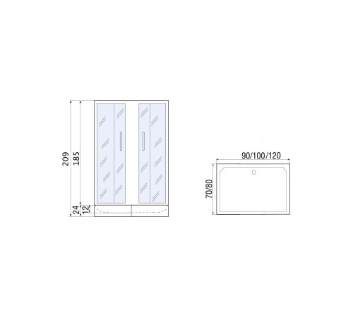  Душевой уголок River MORAVA XL 120/80/24 МТ 120x80 без поддона (10000003375)
