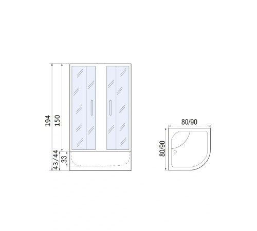  Душевой уголок River Don 90/44 МТ 90x90 с поддоном (10000008304)