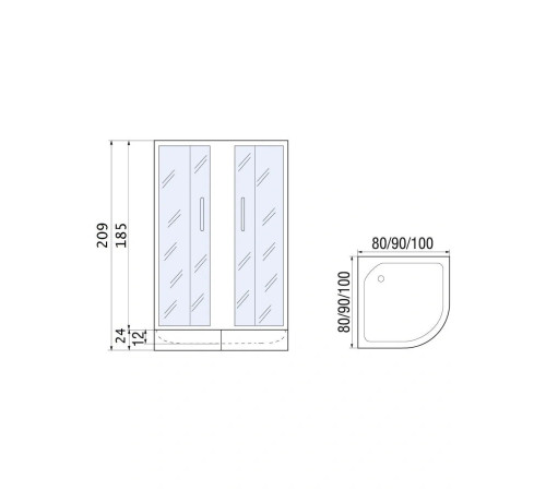  Душевой уголок River Don XL 90/24 МТ 90x90 с поддоном (10000008317)