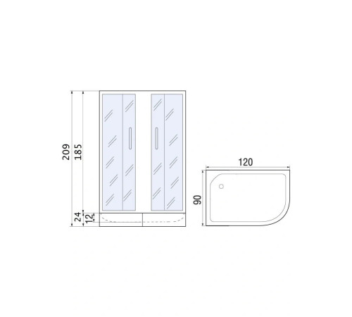  Душевой уголок River Don XL 120/90/24 МТ L 120x90 с поддоном (10000008319)