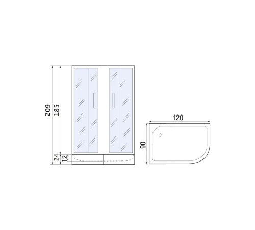  Душевой уголок River Don XL 120/90/24 МТ R 120x90 с поддоном (10000008320)