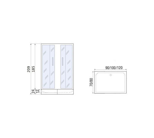  Душевой уголок River MORAVA XL 120/80/24 МТ 120x80 с поддоном (10000008328)