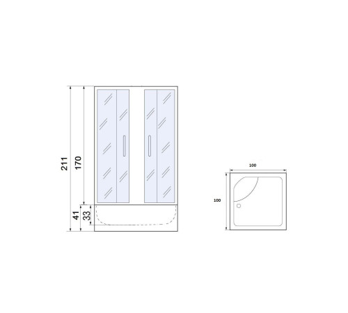  Душевой уголок River MORAVA XL 100/41 МТ 100x100 с поддоном (10000013635)
