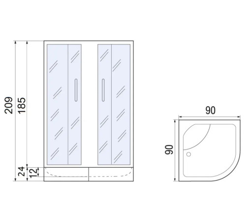  Душевой уголок River Don XL 90/40 МТ 90x90 с поддоном (10000011744)