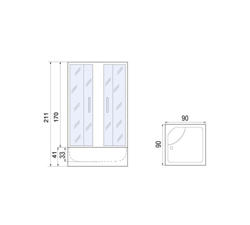  Душевой уголок River MORAVA XL 90/41 МТ 90x90 с поддоном (10000011746)