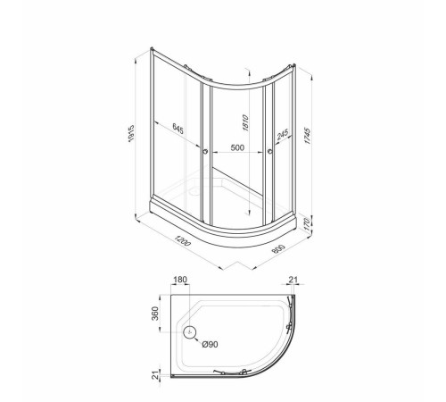 Душевой уголок Triton Коралл-Лайт А1 (градиент) 120х80 левый с поддоном (000003064)
