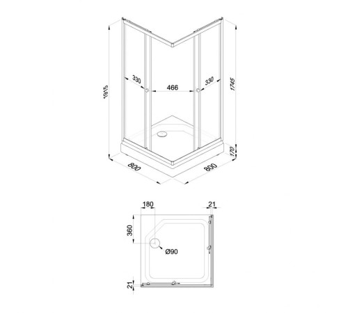 Душевой уголок Triton Вельвет-К А1 80х80 с поддоном (000003380)