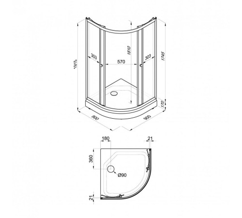 Душевой уголок Triton Грэй 90x90 А (Тонир.) с поддоном (000002857)
