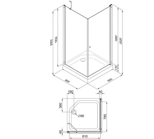 Душевой уголок Triton Форта Хром А1 90х90 с поддоном (000001916)