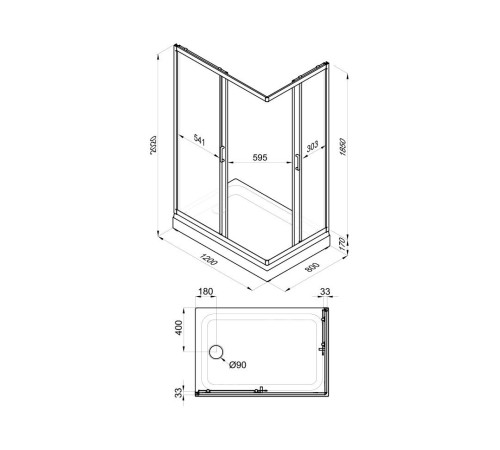 Душевой уголок Triton Фьюжн А1 (полосы) 120x80 (000001350)