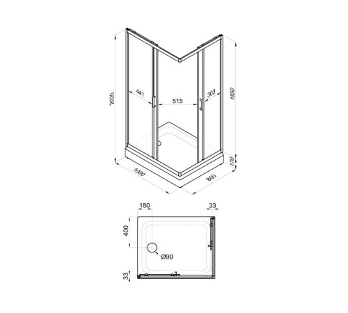 Душевой уголок Triton Фьюжн А1 (полосы) 100x80 (000000858)
