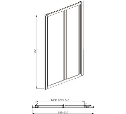 Душевая дверь Adema НОА / NOA 90x195 прозрачное стекло (000001069)