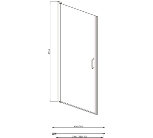 Душевая дверь Adema НАП / NAP 70x195 прозрачное стекло (000001078)