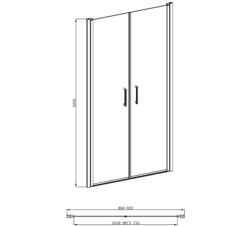 Душевая дверь Adema НАП ДУО / NAP-DUO 90x195 тонированное стекло (000001075)