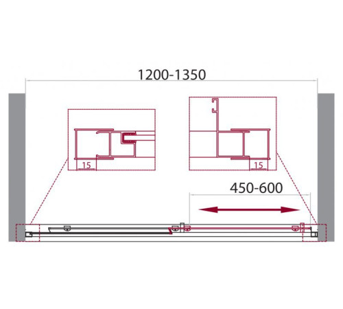 Душевая дверь BELBAGNO UNIQUE-BF-1-120/135-C-Cr