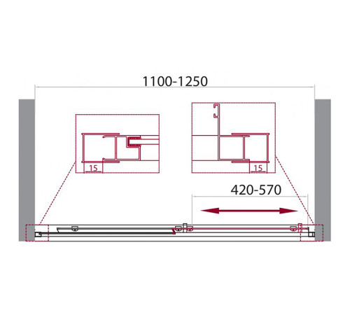 Душевая дверь BELBAGNO UNIQUE-BF-1-110/125-P-Cr