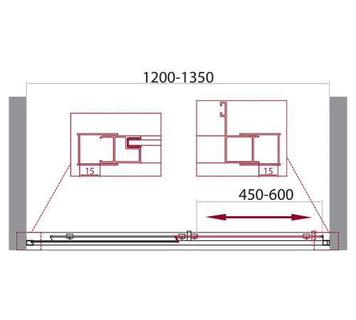 Душевая дверь BELBAGNO UNIQUE-BF-1-120/135-P-Cr
